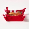HOMESCAPES Reversible Bread Basket Double Design Fabric Red Striped Pattern