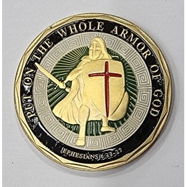 Whole Armour of God Challenge/Commemorative Coin. 24ct Gold, Enamel, 40mm 30g Religion/Christianity Ephesians 6:11.13