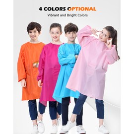 Royar beauty Kids Art Smock, Waterproof Apron with Pocket for Children, Artist Painting Aprons Smocks with Long Sleeve for Boys and Girls (Blue, XXL for Age 5-8)