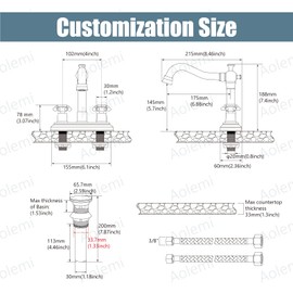 Aolemi Aolemi 4 Inch Centerset Bathroom Sink Faucet Vintage 2 Cross Handles RV Mixer Tap Basin Vanity Lavatory Utility for Sink 3 Hole Include Water Hose Pop Up Drain with Metal Cover Antique Brass