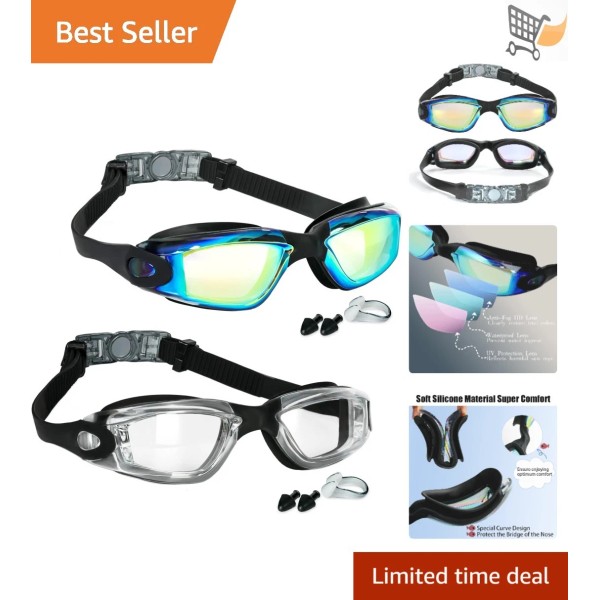 Unbranded Swim Goggles Silicone 2 Pack Anti Fog No Leaking