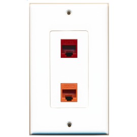 RiteAV 1 Port Cat5e Ethernet Orange 1 Port Cat5e Ethernet Red Wall Plate Oversized Jumbo MIDI