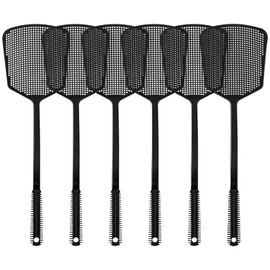 6-Pack Heavy Duty Long Handle Fly Swatter, Fly Swatter for Indoors, Black
