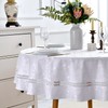 Heavy Duty Fabric Tablecloth with White Lace-Waterproof/Wrinkle Free/Stain Resistant/Oil Proof-for