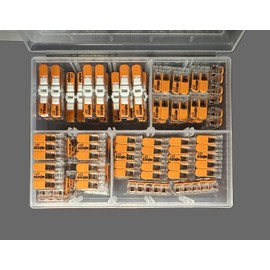 Lever Nut 55pc Wire Splicing Connector Kit with Case. WAGO Compatible Lever Nuts 221-412, 221-413, 221-415, and 221-2401 Included.