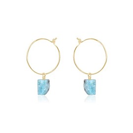 Larimar Raw Nugget Hoop Earrings in 14k Gold Fill