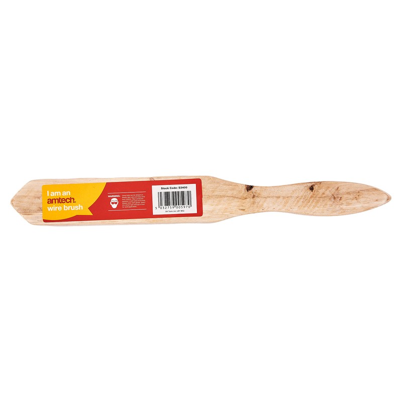 Amtech S3400 4 Row Wire Brush with Wooden Handle