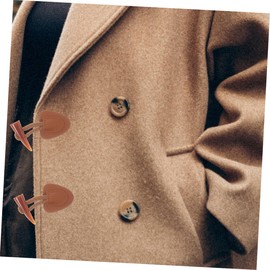 2 Pcs Faux Leather Sew-on Toggle Closures with Resin Horn Buttons for Coat, Jacket, Shawl, Diy Sewing Accessories, Brown, 5.51 X 2.16 X 0.78 Inch