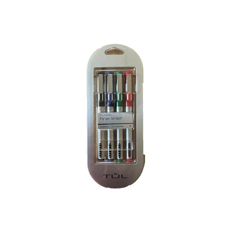 TUL® Fine Liner Felt-Tip Pens, Ultra-Fine, 0.4 mm, Silver Barrel,