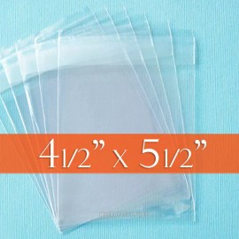 Unbranded 100 Clear Cello Bags, 4.5" x 5.5" Resealable Poly Cellophane, 4 1/2 x 5 1/2 inch