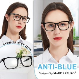 MARE AZZURO Computer Reading Glasses Women Blue Blocking Screen Light Readers 0 1.0 1.25 1.5 1.75 2.0 2.25 2.5 2.75 3.0 3.5 4.0 5.0 6.0 (Black, 100)