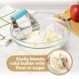 Zulay Kitchen Dough Blender Top Professional - Stainless Steel Pastry Cutter, Heavy Duty Dough Cutter With Blades, Pastry Blender And Butter Cutter - Pastry Cutter For Baking (Blue)