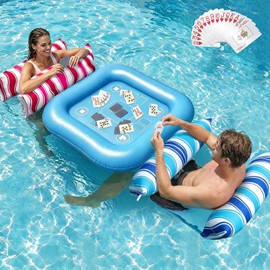 Jasonwell Pool Floats Adult Games - 2 Pack Fabric Inflatable Pool Floaties Water Hammock Chair w Floating Table Waterproof Playing Cards Party Game Toys Lake Lounger Raft Pool Hammock Float Floaty