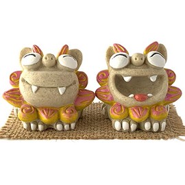 Okinawa Souvenir Shisa Figurine Mini Entrance Laughing Shisa Pink