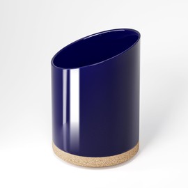 KITEISCAT Large Ceramic Utensil Holder for Kitchen Counter, Modern Crock with Slanted Top & Cork Mat, for Spatulas & Cooking Spoons, Blue