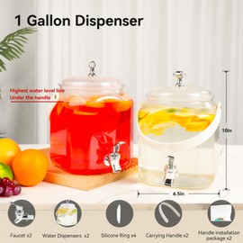 1 Gallon Beverage Dispenser - Leak proof Juice Dispenser Sealed Plastic Lemonade Dispensers with Anti-Rust Lids Drink Jug for Parties Home Kitchen Camping with Spigot（2Packs）
