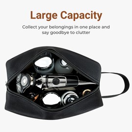 Elviros Travel Toiletry Bag for Women and Men, Lightweight Makeup Bag Hanging Dopp Kit with Shaving Compartment Cosmetic Organizer Small Tool Bag Travel Essentials, Black