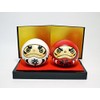Usaburo Sosaku Kokeshi Doll Pair Happy Daruma with Display Stand
