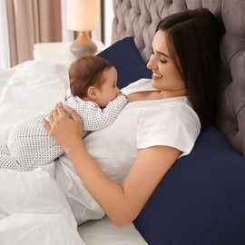PiccoCasa Body Pillow Pillowcase with Zipper Closure, 1800 Series Brushed Microfiber Body Pillow Cover, Soft Long Pillow Cases for Body Pillows Navy Blue 50 x 150cm/ 5ft.