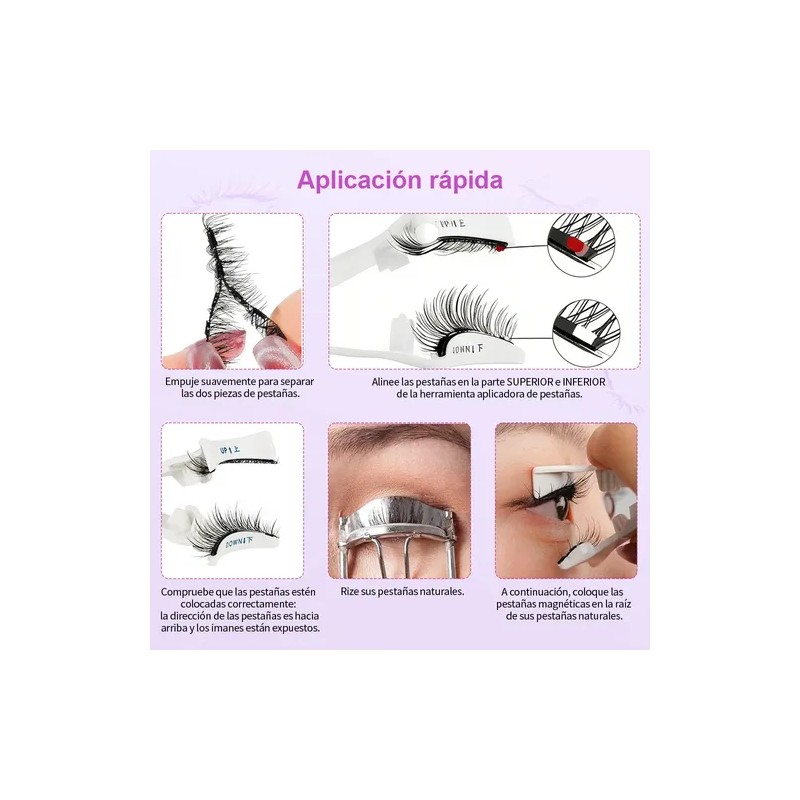 2 Pares Pestañas Postizas Naturales Magnética Reutilizable