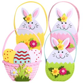 LIHAO 4 Packs Bunny Easter Basket Set, Gift Easter Basket for Teens Boys Girls Kids Easter Eggs Hunt, Easter Decorations for Table Home