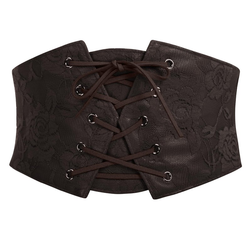 Scarlet Darkness Renaissance Corset Belt for Women Lace Overlay Front