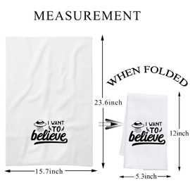 PLITI I Want to Believe Novelty Kitchen Towels with Sayings Flour Sack Cotton Hand Towel Dish Towel Tea Towel (want believe towelU)
