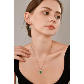 YL Heart Necklace for Women 925 Sterling Silver "I love you forever"Pendant May Birthstone Simulated Emerald Necklace Jewellery Gifts for Wife Mum Girlfriend Her