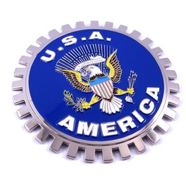 USA America Grille Badge for car Truck Grill Mount Flag Metal Chrome Plated
