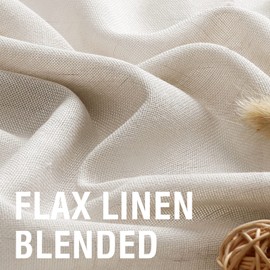 H.VERSAILTEX Natural Linen Back Tab Curtains 84 Inch Length for Living Room 2 Panel Pocket Drape Semi Sheer Neutral Country Rustic Farmhouse Boho Curtain Bedroom Light Filtering, Heathered Natural