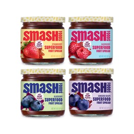 Chia Smash Smash Foods Jam | Classics Variety 4-Pack | Low-Calorie, No Sugar Added Keto Jam with Upcycled Fruit & Chia Seeds | Vegan, Paleo Superfood Spread
