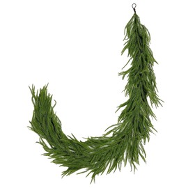 9 FT Real Touch Norfolk Pine Garland Green Artificial Christmas Garland Faux Greenery Garland for Holiday Fireplace Mantle Window Indoor Outdoor Decor, Winter Christmas Decorations