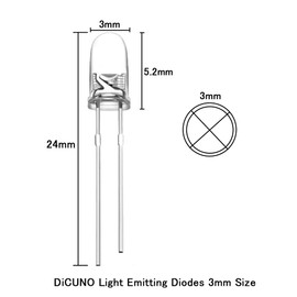 DiCUNO 200pcs 3mm LED Light Emitting Diodes Diffused Round Assorted Color UV/Red/Yellow/Green/Blue/Warm White/White/Pink/Orange/Chartreuse Kit Box(10 Colors x 20pcs)