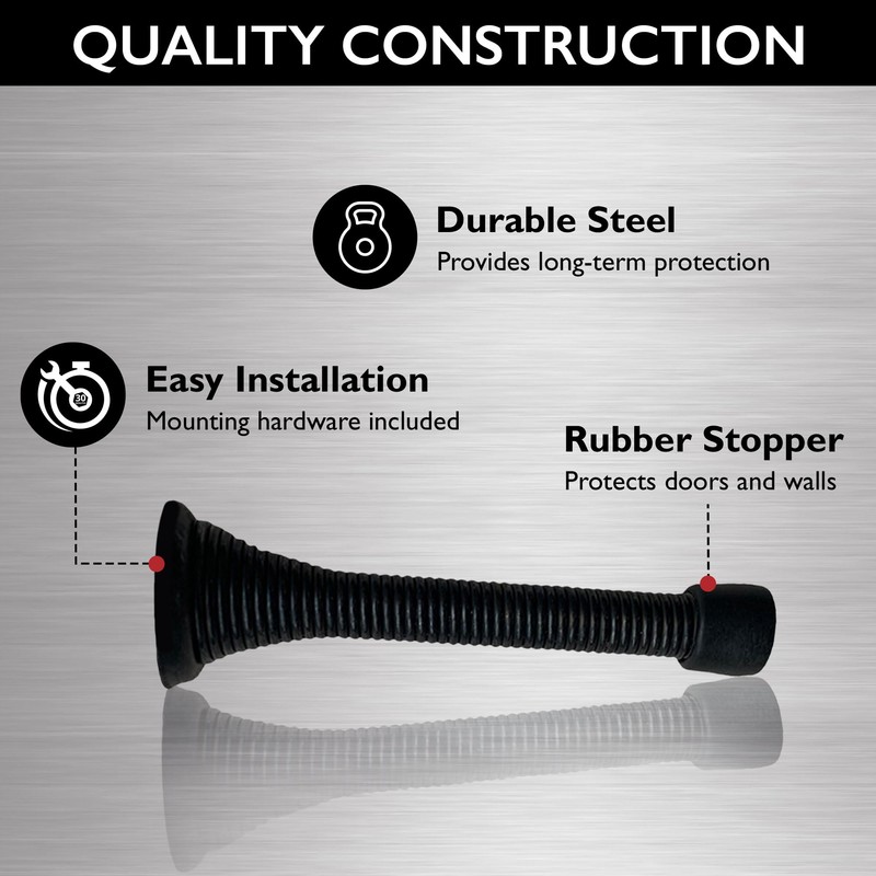Design House Spring Door Stop Wall Protector with Rubber Tip