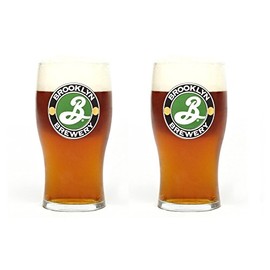 Brooklyn Brewery Classic Tulip 16 Ounce Pint Glass for Craft Beer Lovers - 2 Pack (2 Glasses)