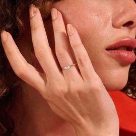 KOHOTA Dainty Gold Birthstone Rings for Women 14k Gold Plated Non Tarnish Thumb Stackable Ring Mothers Birthday Gifts Engagement Wedding Promise Rings Emerald Green Gemstone Jewelry Band Size 6-10