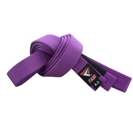 Fadi Sports High-Performance BJJ Belts - Premium Cotton Polyester Blend, Embroidered Stripes for All Ages - Men, Women, Kids (Purple, A5)
