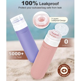 Travel Bottle for Toiletries 6 Pack, Original Patented Leakproof 3oz Tsa Approved Travel Size Container, BPA Free Silicone Shampoo and Conditioner Bottle, Cruise Camping Essentials, Dustypink