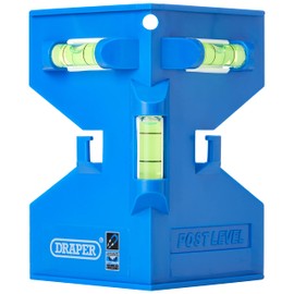 Draper Rigid Post Level - 75042 - Fence Angle & Corner Spirit Levelling Tool, Blue