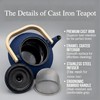 SECHUDO 30.4oz Small Tea Kettle, Blue Cast Iron Teapot with