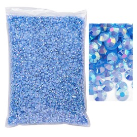 Blinginbox 50000pcs Flatback Rhinestones,Resin Non Hotfix Rhinestones Large Quantity Wholesale for Crafts DIY Creative Design,Clothes,Makeup,Nail Art (3mm=0.12",lt.Sapphire AB)