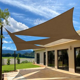 Artpuch 20'x20'x28.3' Customize Sun Shade Sail Mocha UV Block 185 GSM Commercial Triangle Outdoor Covering for Backyard, Pergola,(Customized Available) AT-20T