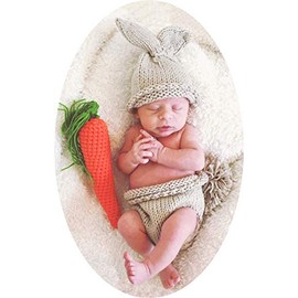 Newborn Photography Props Easter Gift Bunny Outfits Baby Photoshoot Props Girl Boy Easter Bunny Costume Baby Photo Prop Rabbit Hat Diaper Carrot Set Baby Bunny Photo Prop for 0-6 Months(Bunny Outfit)