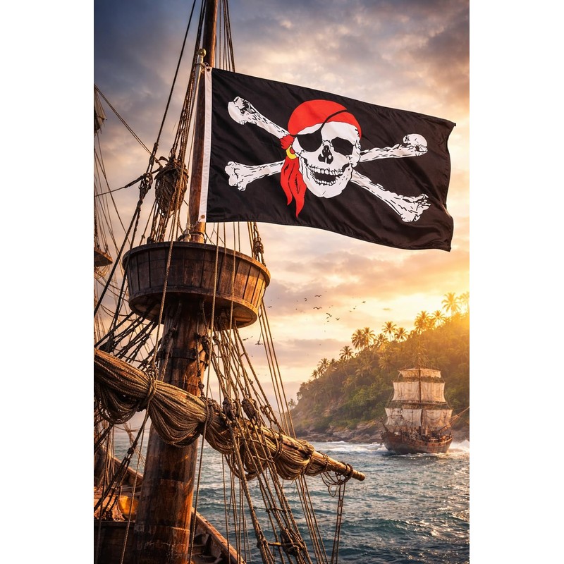 Aktivhandel Bandiera dei pirati, 90 x 150 cm, con teschio,