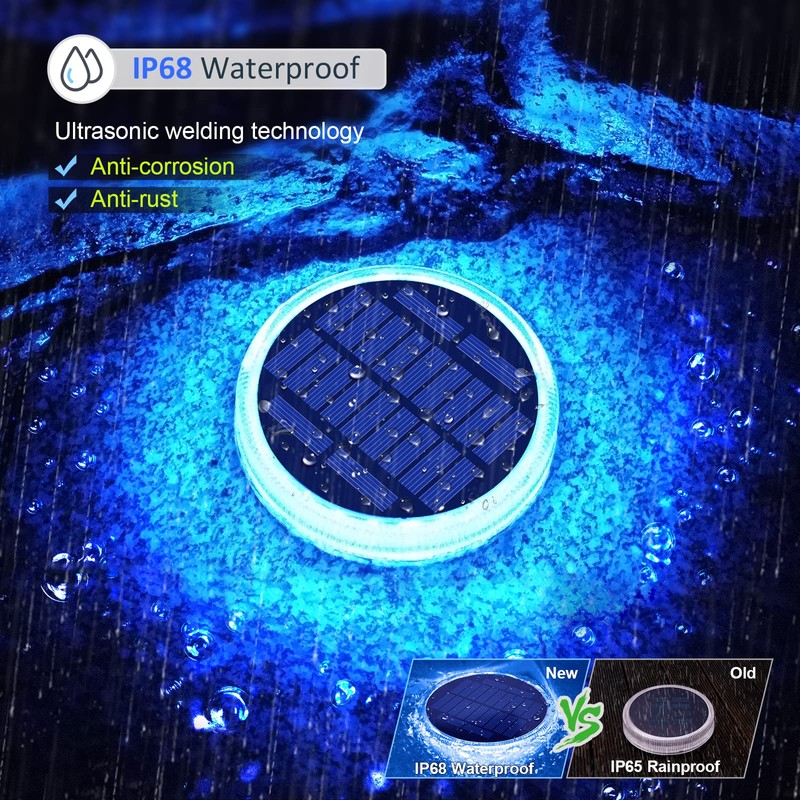 Blue Solar Deck Dock Lights Solar Powered, Step Warning Lights