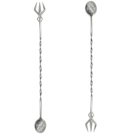 Pinenjoy 2Pcs 12.67inch Bar Spoon Fork Cocktail Mixing Spoon with Trident Fork 18/10(304) Stainless Steel Bartender Stirring Spoon for Milkshakes Juice Coffee Tea Beer Mixing