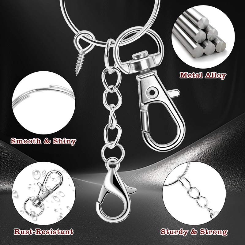 150Pcs Keychain Rings Set, 25mm Key Ring Hoops, Keyring Chain
