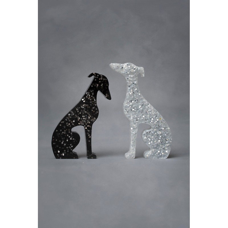 Handmade Mini Resin Whippet/Greyhound Figurines - Set of 2, Decorative