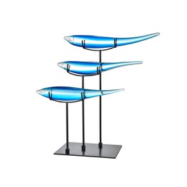 Dale Tiffany AS15037 3 Blue Fish Handcrafted Art Glass Figurine