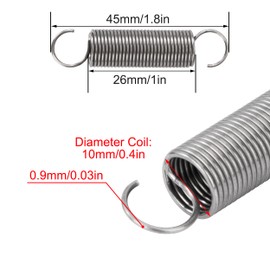GUNGY Tension Springs with Hooks Stainless Steel Tension Spring Tension Spring 45 mm Outer Diameter 10 mm Wire Diameter 0.9 mm Maximum Tension 1.10 kg 0.9 x 10 x 45 mm Pack of 10